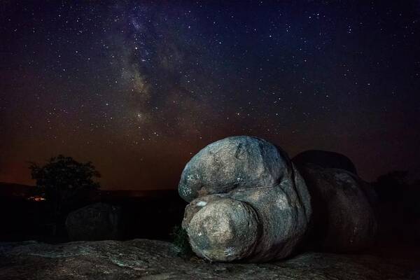 St Louis Poster featuring the photograph Milky Way Over Elephant Rocks by Amanda Jones