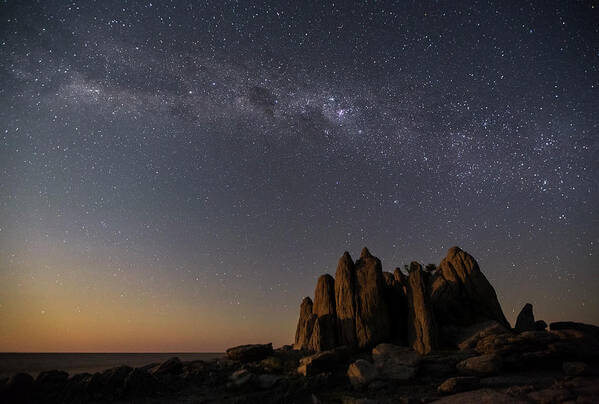 08.05.2015 Poster featuring the photograph Milky Way Over The Dry Granite Rock by Nhpa