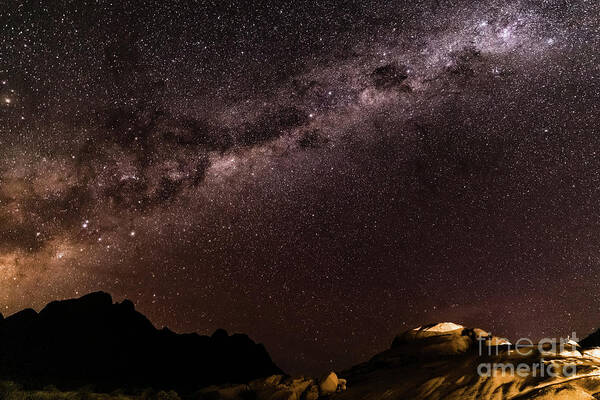 Milkyway Poster featuring the photograph Milkyway over Spitzkoppe, Namibia by Lyl Dil Creations