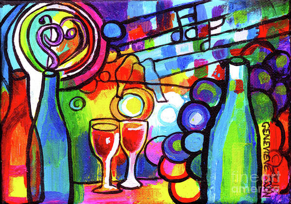 Wine Poster featuring the painting Mini Wine Menagerie Abstract by Genevieve Esson