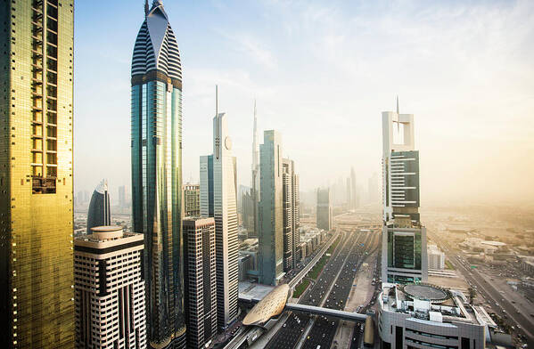 Outdoors Poster featuring the photograph Modern Buildings In Dubai S Cityscape by Tempura
