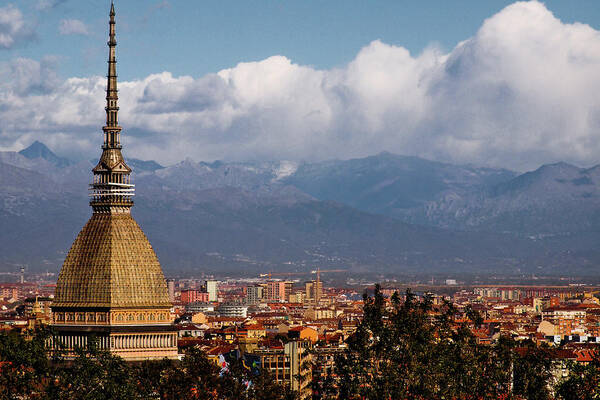 Built Structure Poster featuring the photograph Mole Antonelliana, Torino And Alps by Rodolfo Rodríguez Castro