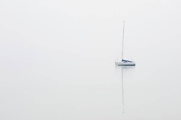 Sailboat Poster featuring the photograph Moored Sailboat On Lake Garda by Martin Ruegner