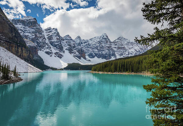 Alberta Poster featuring the photograph Moraine Lake Range by Inge Johnsson