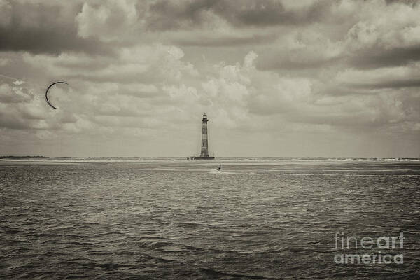 Morris Island Lighthouse Poster featuring the photograph Morris Island Light in Sepia by Dale Powell