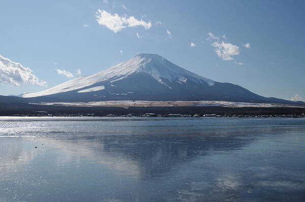 Scenics Poster featuring the photograph Mt. Fuji And Lake Yamanaka In Winter by Toyofumi Mori
