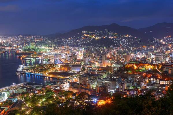 Landscape Poster featuring the photograph Nagasaki, Japan Aerial Cityscape by Sean Pavone