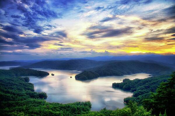 Jocassee Poster featuring the photograph Nightfall Over Lake Jocassee by Blaine Owens