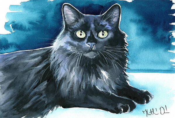 Cat Poster featuring the painting Noah Black Cat Painting by Dora Hathazi Mendes