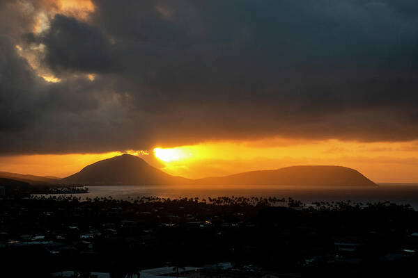 Oahu Sunrise Poster featuring the photograph Oahu Sunrise by Robert Michaud