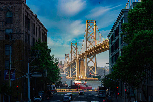  Poster featuring the photograph Oakland Bay Bridge by Pirouz Moshavash