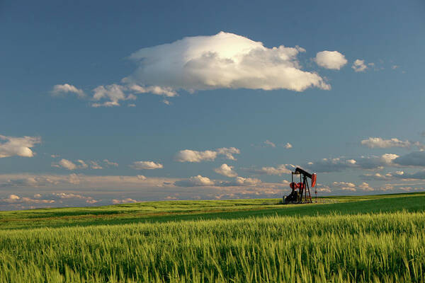 East Poster featuring the photograph Oil Field And Pumpjack In Alberta by Imaginegolf