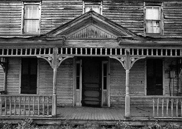 Black And White Poster featuring the photograph Old House Front Porch by Craig Brewer