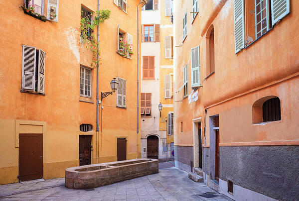 Orange Color Poster featuring the photograph Old Town Of Nice, French Riviera, France by Aprott