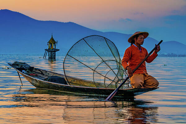 Inle Lake Poster featuring the photograph On Inle Lake by Chris Lord
