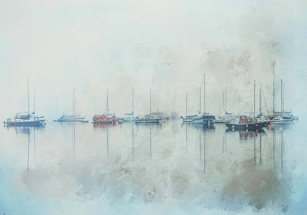 Boats Poster featuring the photograph Morning Mist by Marilyn Wilson