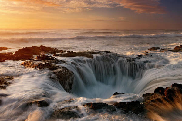 Oregon Thor's Well Poster featuring the painting Oregon Thor's Well 10-14 3540 by Mike Jones Photo