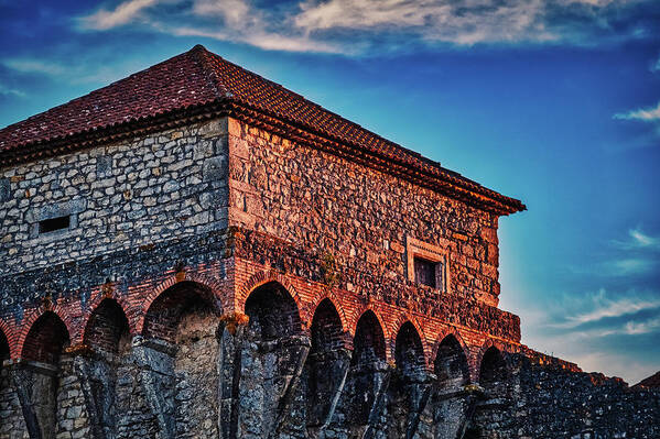 Ourem Poster featuring the photograph Ourem Castle Dusk - Portugal by Stuart Litoff