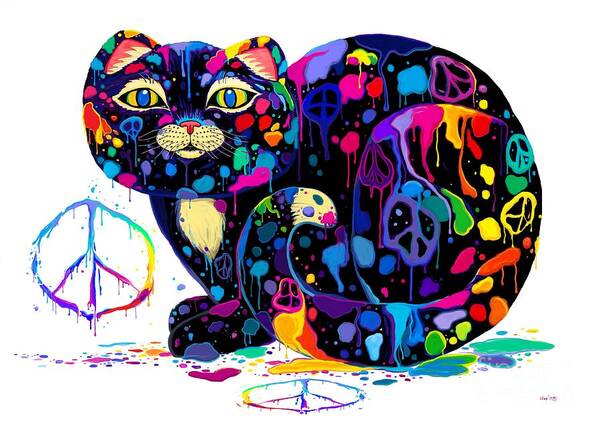 Peace Poster featuring the digital art Painted Peace Cat by Nick Gustafson