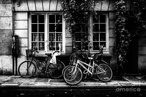 Paris At Night Poster featuring the photograph Paris at Night Bicycles by M G Whittingham