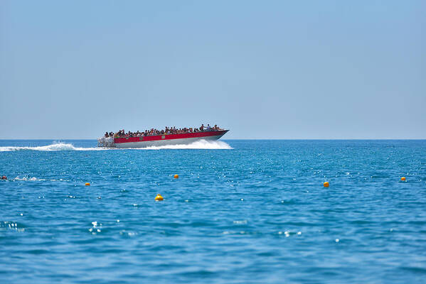 Sea Poster featuring the photograph Passenger Ship On The Sea, Many People by Daniel Chetroni