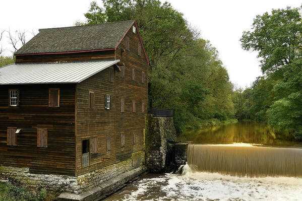 Pine Creek Poster featuring the photograph Pine Creek Grist Mill Iowa by Sandra J's