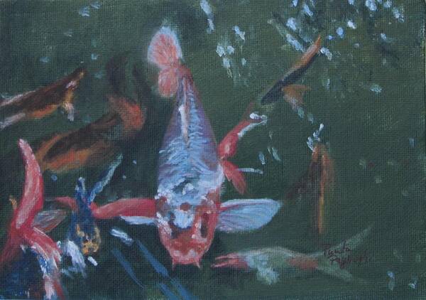 Painting Poster featuring the painting Playing Koi by Paula Pagliughi