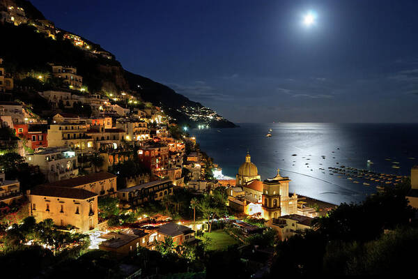 Tranquility Poster featuring the photograph Positano By Night by Pierpaolo Paldino