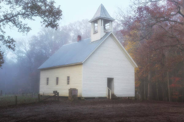 Church Poster featuring the photograph Primitive Baptist Church Fog by Galloimages Online