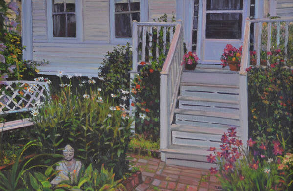 Provincetown Garden Poster featuring the painting Provincetown Garden by Beth Riso