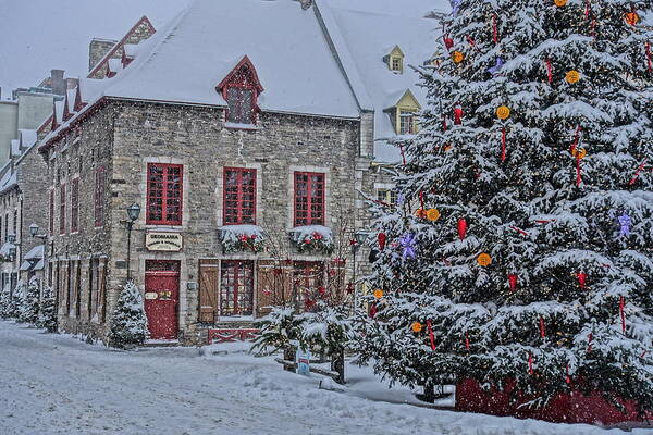 Christmas Poster featuring the photograph Quebec City at Christmas time by Patricia Caron