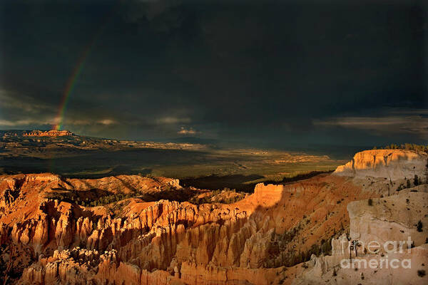 North America Poster featuring the photograph Rainbow And Thunderstorm Bryce Canyon National Park Ut by Dave Welling