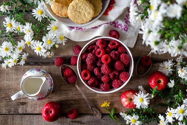 Photo Poster featuring the photograph Raspberry breakfast by Top Wallpapers