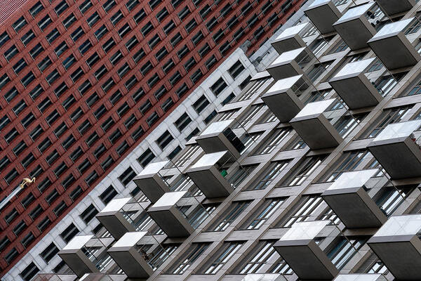 Architecture Poster featuring the photograph Red And White Facade by Jaap Koer