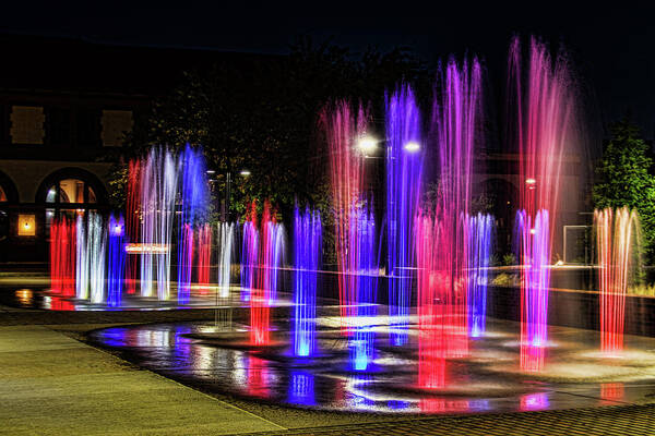 Fountain Poster featuring the photograph Red, White, and Blue by Ronnie Prcin