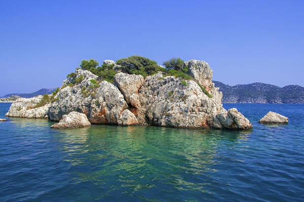 Turkish Riviera Poster featuring the photograph Rock near Kekova Island by Sun Travels