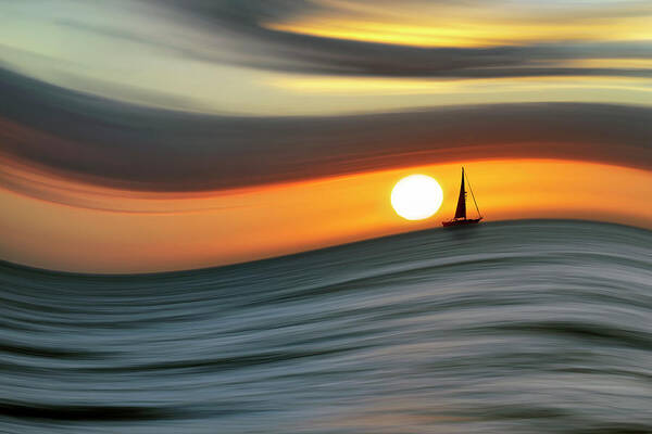 Sunset Poster featuring the digital art Sailing to the Sunset by Christopher Johnson