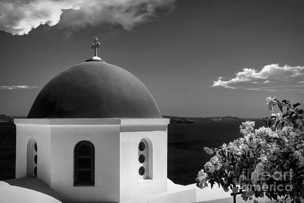 Santorini Poster featuring the photograph Santorini - Greece - Black and White by Stefano Senise