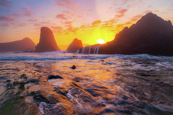 Oregon Poster featuring the photograph Seal Rock Beach Sunset by Gary Kochel