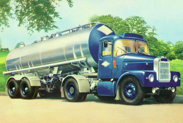 Campy Poster featuring the drawing Semi Tank Truck by CSA Images