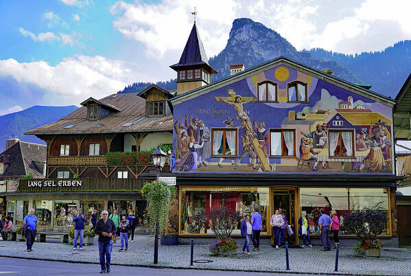 Shopping Poster featuring the photograph Shopping District In In Oberammergau Germany by Rick Rosenshein