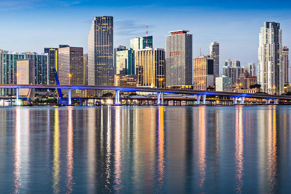 Cityscape Poster featuring the photograph Skyline Of Miami, Florida, Usa by Sean Pavone