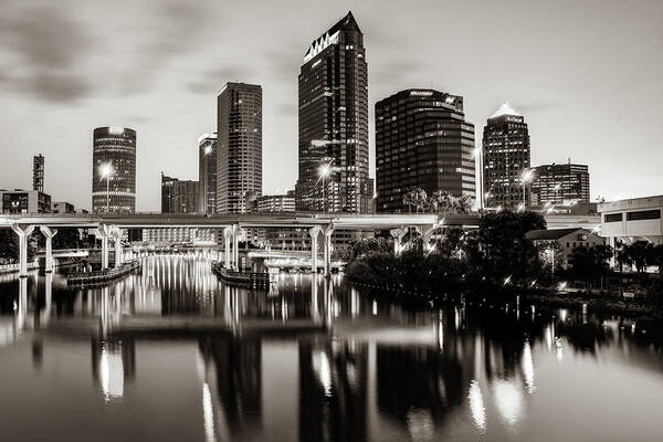 America Poster featuring the photograph Skyline View of Tampa Florida - Sepia Edition by Gregory Ballos