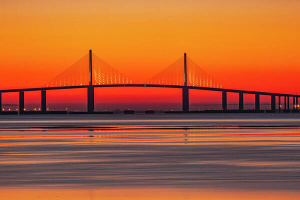 Ft Desoto Poster featuring the photograph Skyway Before Sunrise by Al Hann