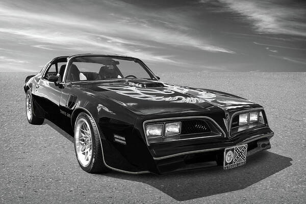 Pontiac Firebird Poster featuring the photograph Smokey And The Bandit Trans Am in Mono by Gill Billington