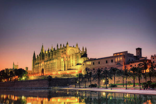 Tranquility Poster featuring the photograph Spain, Palma De Mallorca, Cathedral At by Michele Falzone