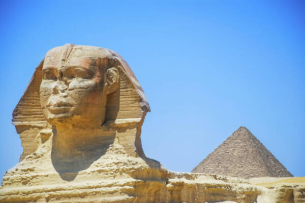 Ancient History Poster featuring the photograph Sphinx And Pyramid by © Razvan Ciuca