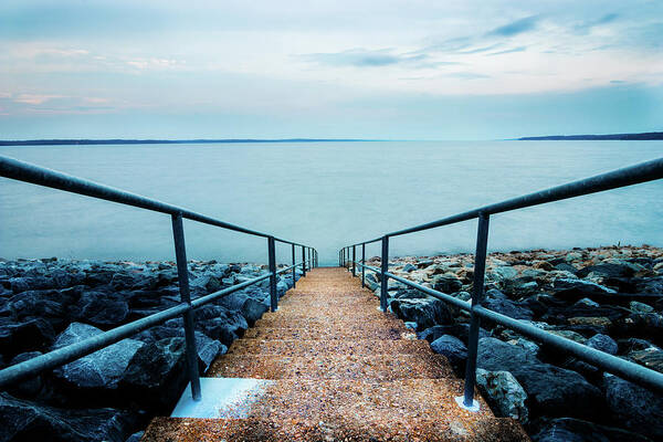 Walkway Poster featuring the photograph Stairway To The Lake by Jordan Hill