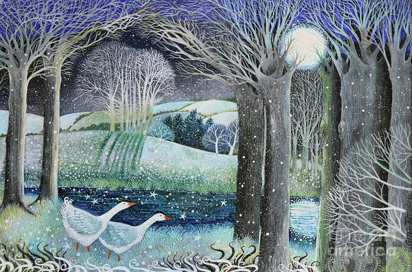 Landscapes Poster featuring the painting Starry River by Lisa Graa Jensen