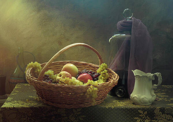 Still Life Poster featuring the photograph Still Life With Fruits Basket by Ustinagreen